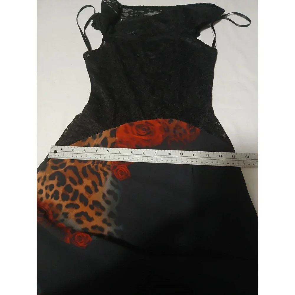 Runaway The Label Black‎ Lace Leopard Rose Off Shoulder Maxi Dress XS